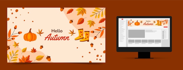 Free Vector flat youtube channel art for autumn celebration