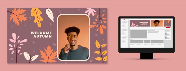 Flat youtube channel art for autumn celebration