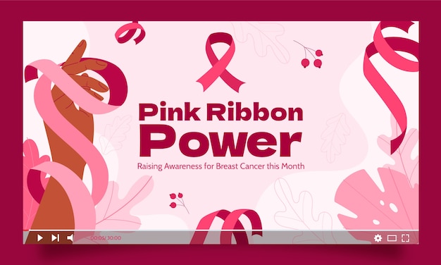 Free Vector flat youtube thumbnail for breast cancer awareness month