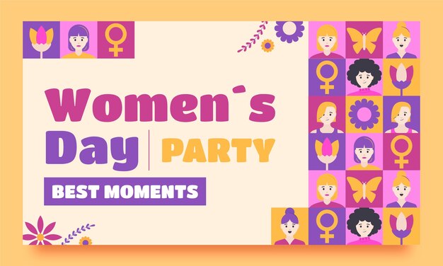 Flat youtube thumbnail for women's day celebration