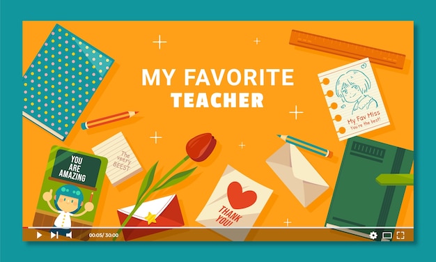 Flat youtube thumbnail for world teacher's day celebration