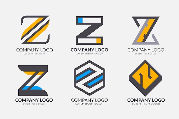 Free Vector flat #z letter logo collection