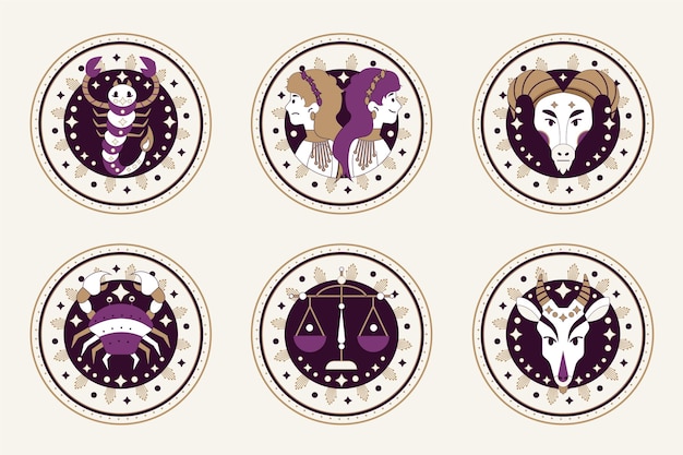 Free Vector flat zodiac sign collection