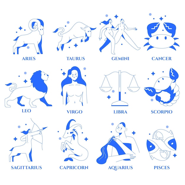 Free vector flat zodiac sign collection