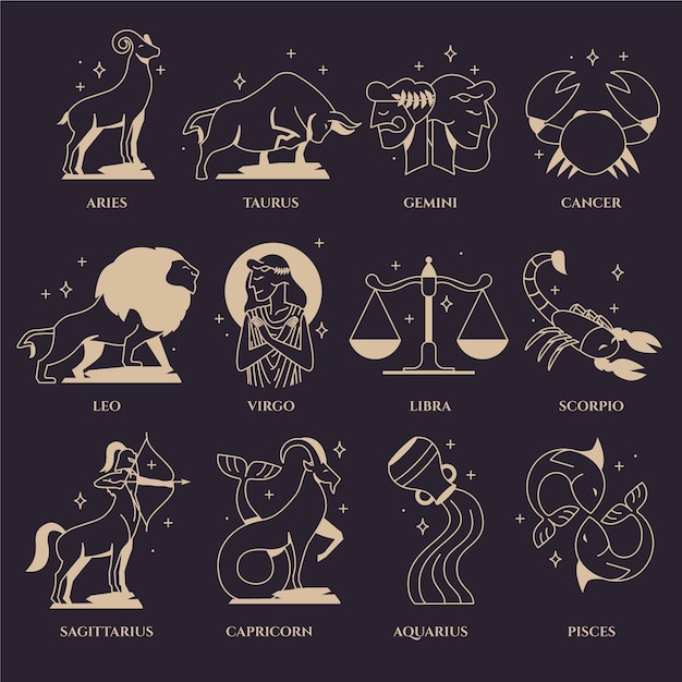 Free vector flat zodiac sign collection