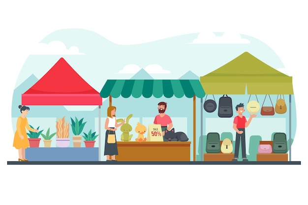 Free Vector flea market concept illustration