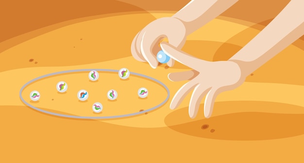 Free Vector flicking hand and marbles