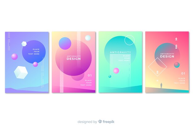 Floating 3d shapes brochure template collection