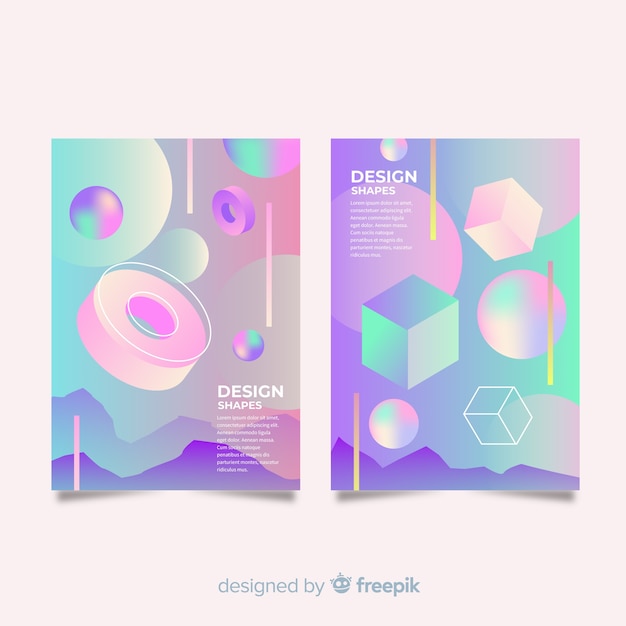 Floating 3d shapes brochure template collection