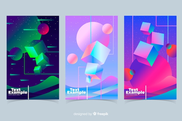 Floating geometric shapes brochure collection