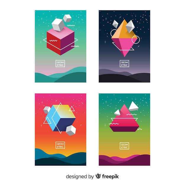 Floating geometric shapes brochure pack