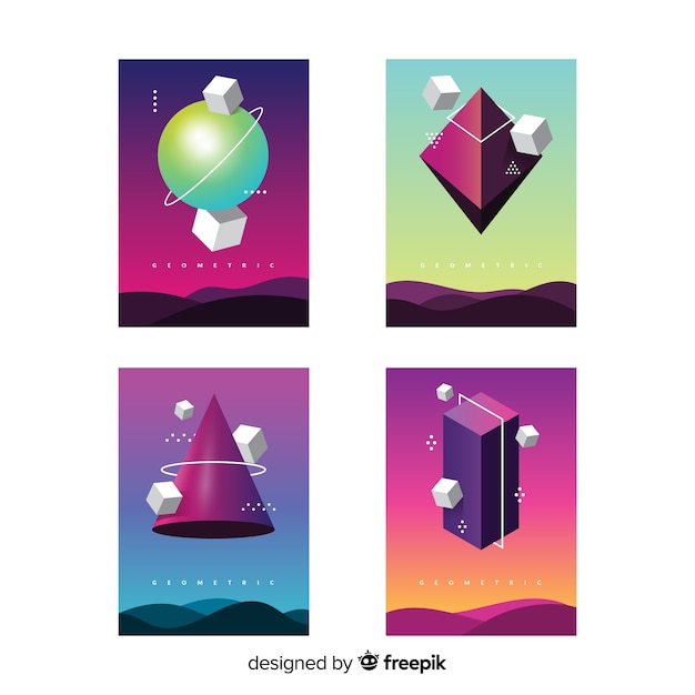 Free Vector floating geometric shapes brochure pack