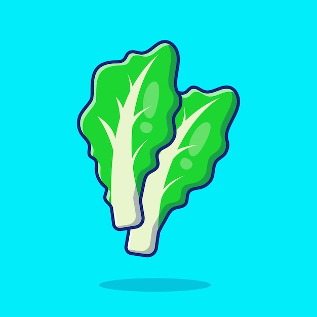 Free Vector floating green mustard lettuce cartoon vector icon illustration food nature icon concept isolated