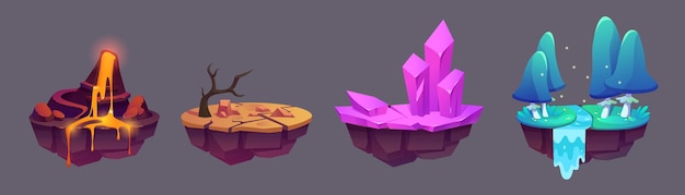 Floating land islands for game level map ui design