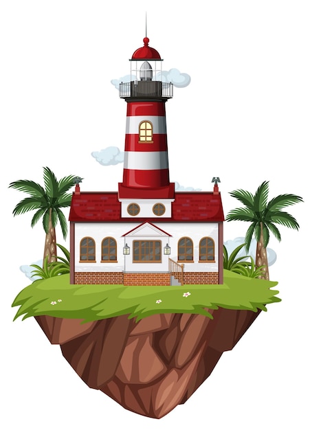 Free Vector floating lighthouse on island