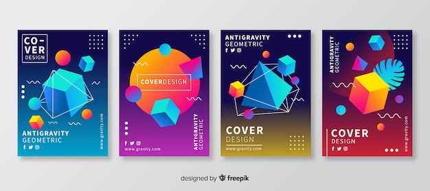 Floating polygonal shapes brochure set