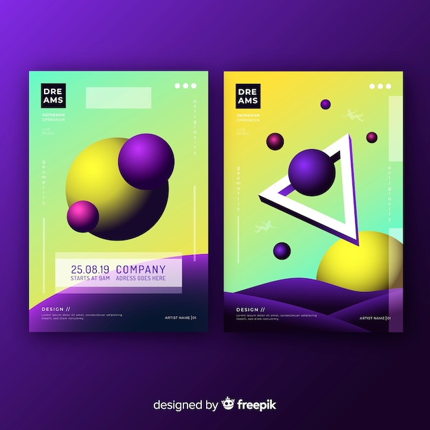 Free vector floating shapes brochure pack