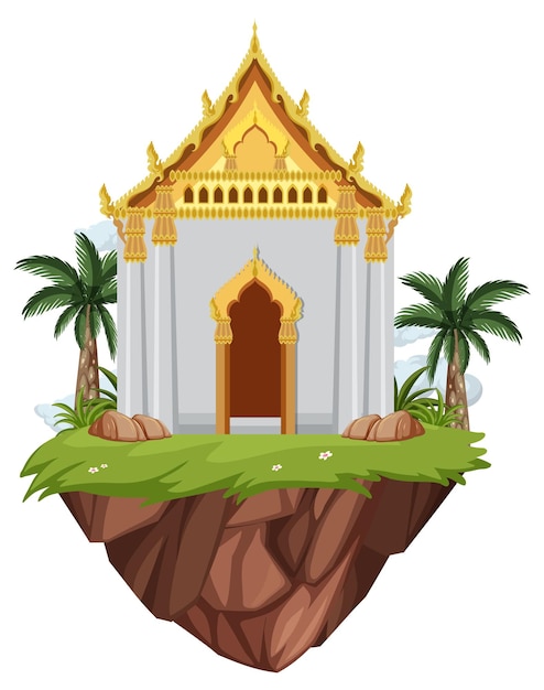 Free Vector floating temple on rocky island