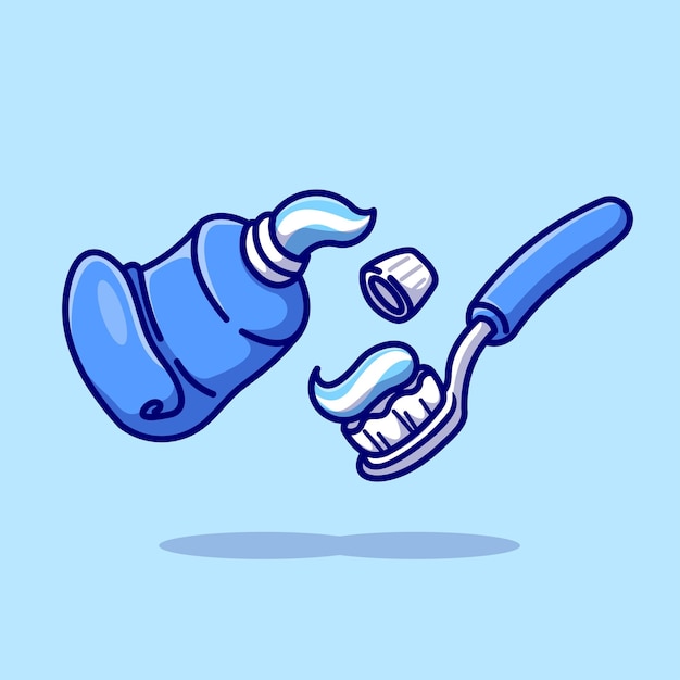 Free Vector floating toothpaste and toothbrush cartoon vector icon illustration bathroom object icon isolated