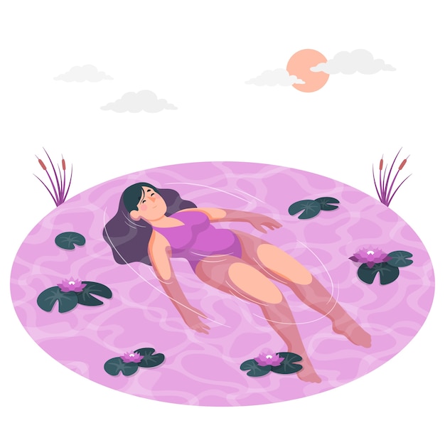 Free Vector floating in water concept illustration