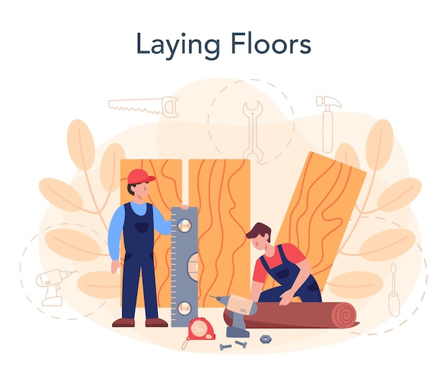 Free Vector flooring installer professional parquet laying wooden or tile floor home repair and renovation concept isolated flat vector illustration