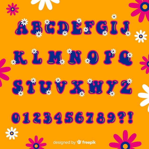 Floral 60's style alphabet