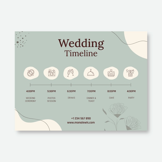 Floral abstract wedding planner timeline