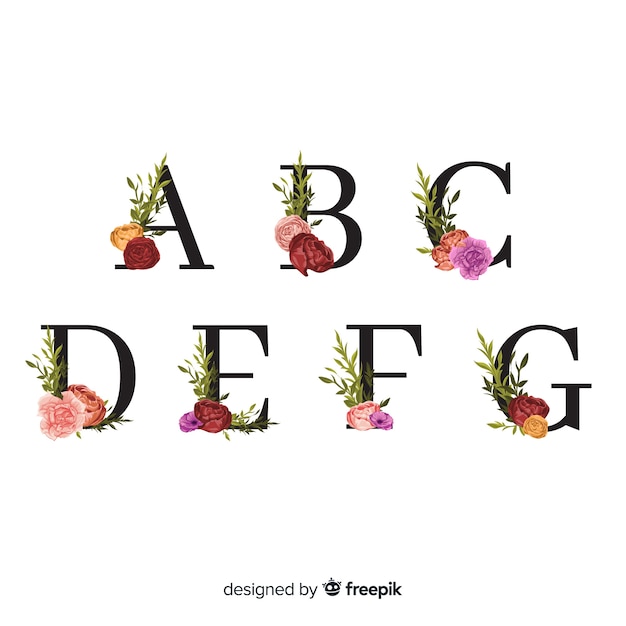 Free Vector floral alphabet