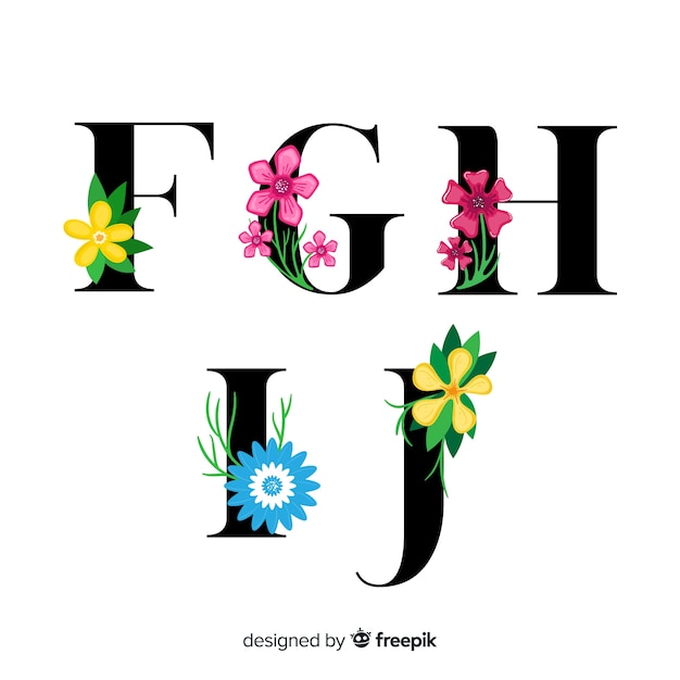 Free Vector floral alphabet