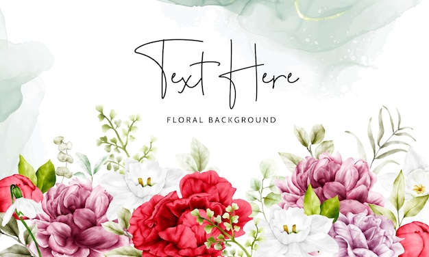 Free Vector floral background blooming peony flower watercolor