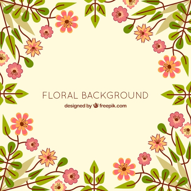 Floral background in flat style