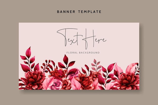 Free Vector floral background template with beautiful maroon flower and leaves