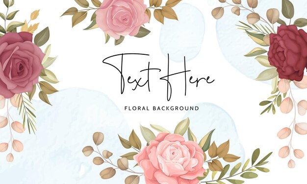 Floral background template with elegant flower and leaves decoration