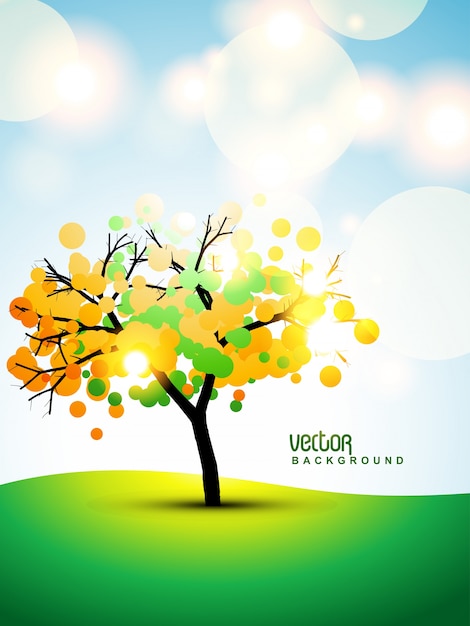 Floral background with autumn tree