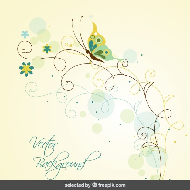 Free Vector floral background with butterfly