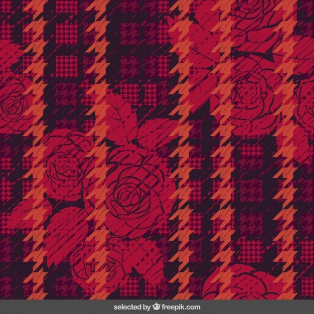 Free Vector floral background with houndstooth