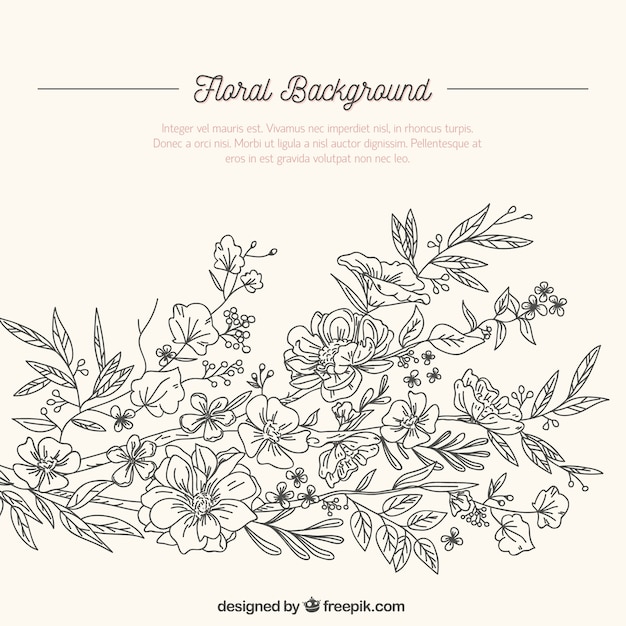 Floral background with sketchy style