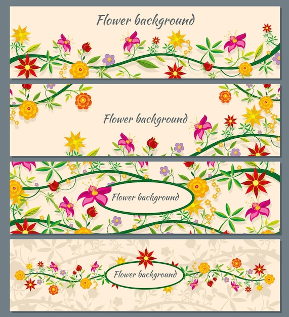 Floral banner background set