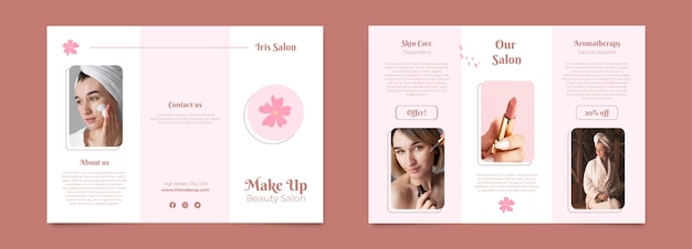 Free Vector floral beauty salon brochure template