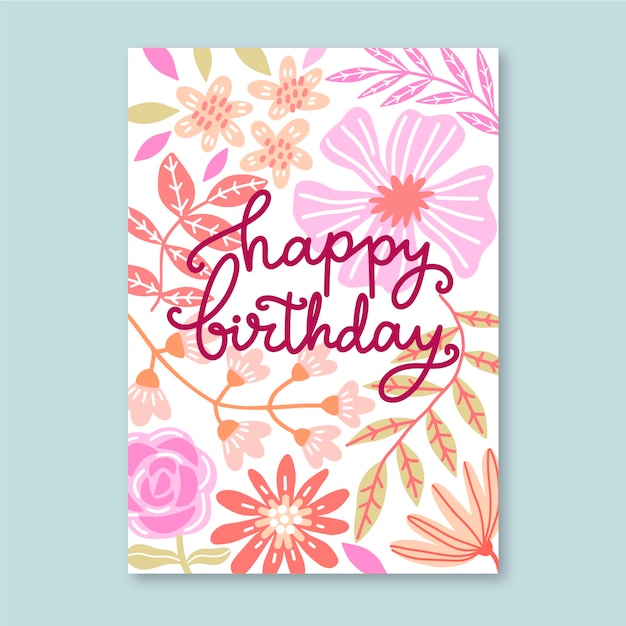 Floral birthday card template concept