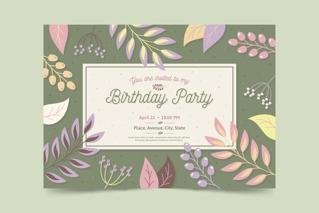 Floral birthday card template