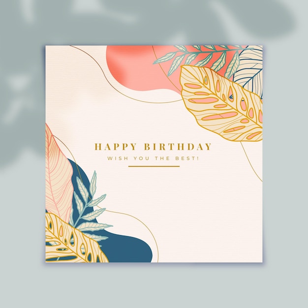 Floral birthday card template