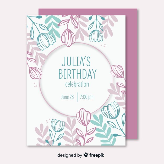 Floral birthday invitation template