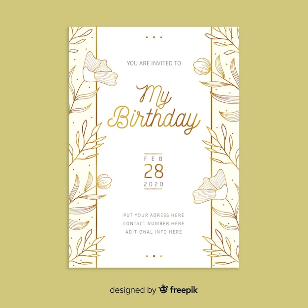 Floral birthday invitation template