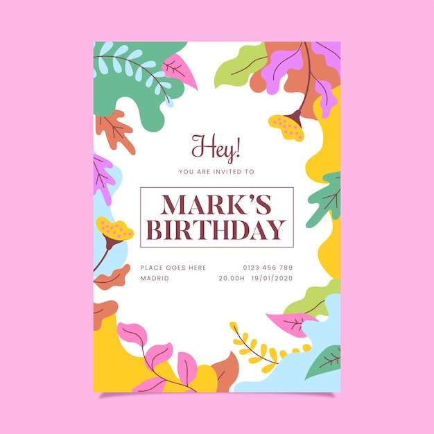 Free Vector floral birthday invitation template