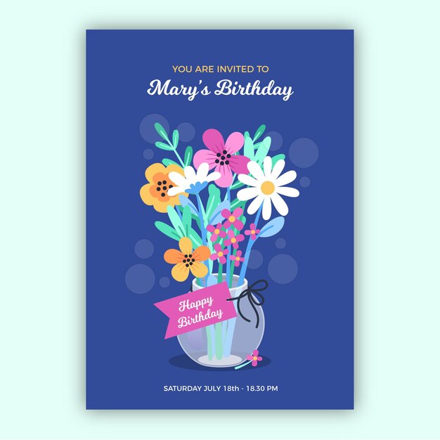 Floral birthday invitation template