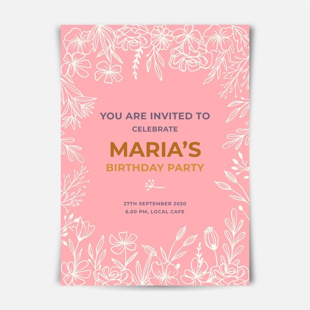 Floral birthday invitation theme