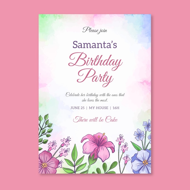 Floral birthday invitation