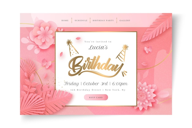 Floral birthday landing page template