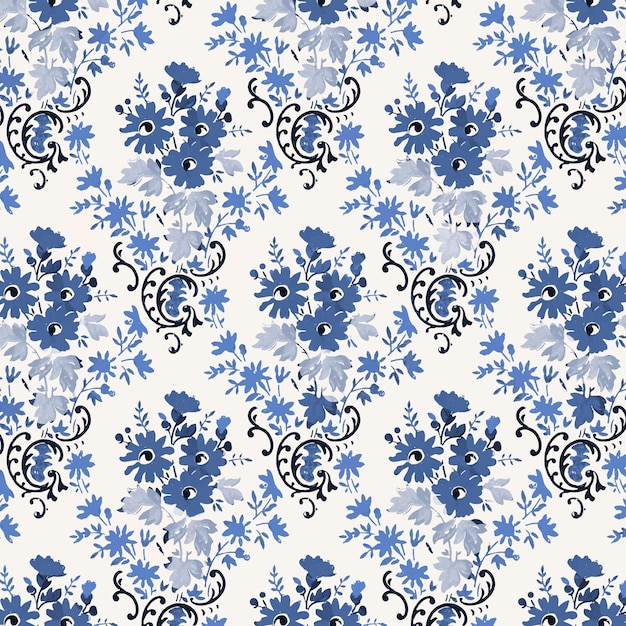 Free Vector floral blue vintage style background